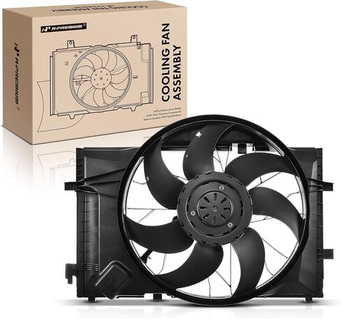 مجموعة مروحة تبريد رادياتير المحرك A-Premium متوافقة مع موديلات مرسيدس بنز - C230 2004-2007، C240 2004-2005، C280 2006-2007، C320 2004-2005، C350 2006-2009، C55 AMG، CLK320، CLK350، CLK500 in Saudi Arabia