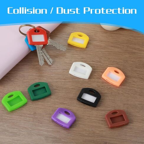 50Pcs Colored Key Covers Caps Set, 10 Colors Key Caps Tag, Plastic Keys Identifier Covers Protectors with Blank White Cardstock Labels and Clear Plastic Sheet, for Keys Pets Luggage Memory Stick Tab in Kuwait