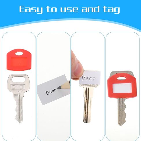 50Pcs Colored Key Covers Caps Set, 10 Colors Key Caps Tag, Plastic Keys Identifier Covers Protectors with Blank White Cardstock Labels and Clear Plastic Sheet, for Keys Pets Luggage Memory Stick Tab in Kuwait