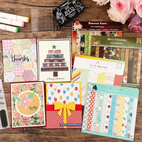 12 Sheets Scrapbook Paper Pads, 12 Designs 6"x6" Single Sides Patterned CardStock Papers, 160gsm Decorative Background Craft Paper, Scrapbooking Pad for Card Making DIY Projects(Christmas) in Saudi Arabia