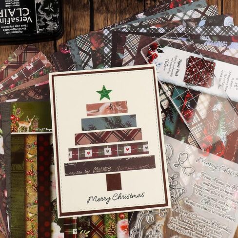 12 Sheets Scrapbook Paper Pads, 12 Designs 6"x6" Single Sides Patterned CardStock Papers, 160gsm Decorative Background Craft Paper, Scrapbooking Pad for Card Making DIY Projects(Christmas) in Saudi Arabia
