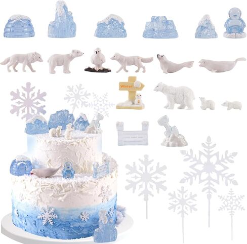 22PCS Arctic Animal CakeTopper Arctic Animal Cake Decoration for Birthday Shower Party Supplies in Saudi Arabia
