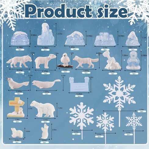 22PCS Arctic Animal CakeTopper Arctic Animal Cake Decoration for Birthday Shower Party Supplies in Saudi Arabia