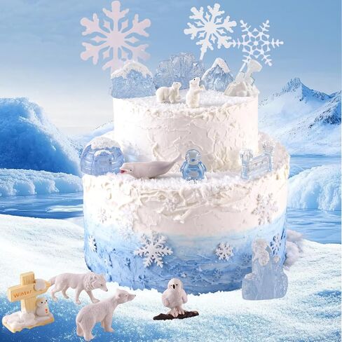 22PCS Arctic Animal CakeTopper Arctic Animal Cake Decoration for Birthday Shower Party Supplies in Saudi Arabia
