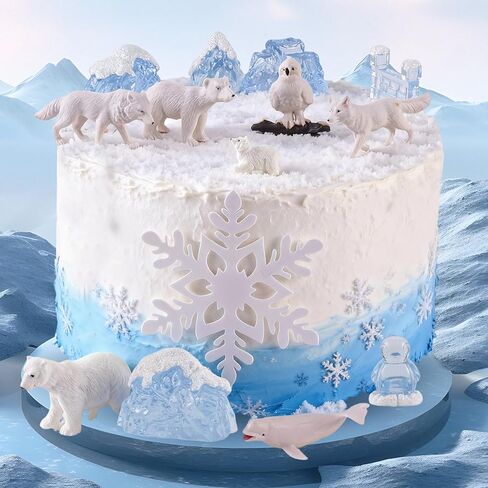 22PCS Arctic Animal CakeTopper Arctic Animal Cake Decoration for Birthday Shower Party Supplies in Saudi Arabia