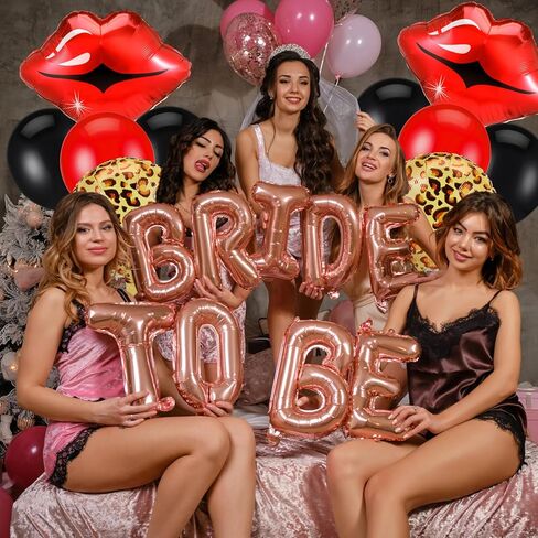 4 Pcs Red Lips and Cheetah Balloons, Leopard Print Party Decorations, Red Lips Cheetah Pattern Foil Balloons Kit for Bachelorette Party, Kiss the Miss Goodbye, Women's Birthday Baby Shower in Saudi Arabia