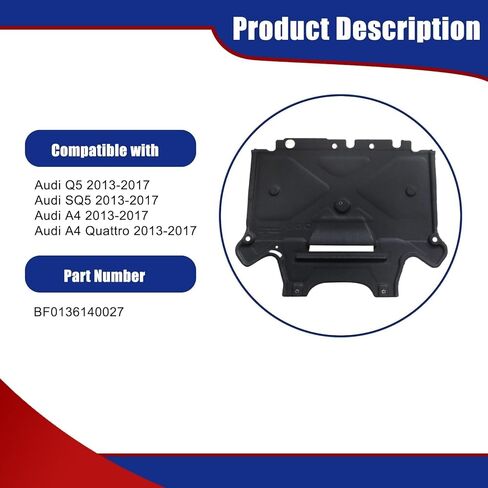 SecosAutoparts Lower Under Engine Splash Shield Guard Cover Rear Fit for Audi Q5 SQ5 A4 Quattro S4 2013 2014 2015 2016 2017 Replace# BF0136140027 Engine Splash Shield Guard Cover in Saudi Arabia