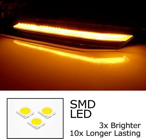 iJDMTOY Clear Lens w/Euro Black-Out Interior Amber Sequential Blink LED Front Side Marker Lights, Compatible with Porsche 2019-up 911 (992), Powered by 60-SMD LED w/Dynamic Blinking in Saudi Arabia