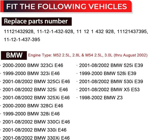 11121432928 Engine Valve Cover Kit W/Gasket&Bolts Compatible with BMW 323i 325i 328i 330i 525i 528i 530i X5 Z3 E46 E39 E53 M52/M54 2.5L 2.8L 3.0L 2001-08/2002 in Saudi Arabia