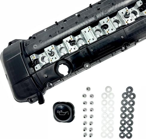 11121432928 Engine Valve Cover Kit W/Gasket&Bolts Compatible with BMW 323i 325i 328i 330i 525i 528i 530i X5 Z3 E46 E39 E53 M52/M54 2.5L 2.8L 3.0L 2001-08/2002 in Saudi Arabia