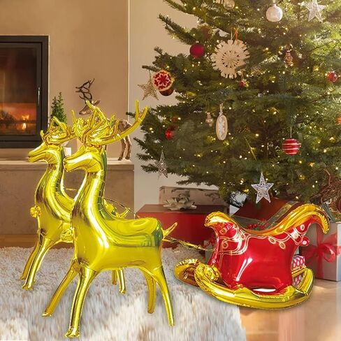 Christmas Balloon Garland Arch Kit with 138 Pcs Red Green Sequin Balloons with Candy Cane Balloons Gold Star Moose Sleigh Balloon for Kids Xmas Birthday New Year Decorations (Red) in Saudi Arabia