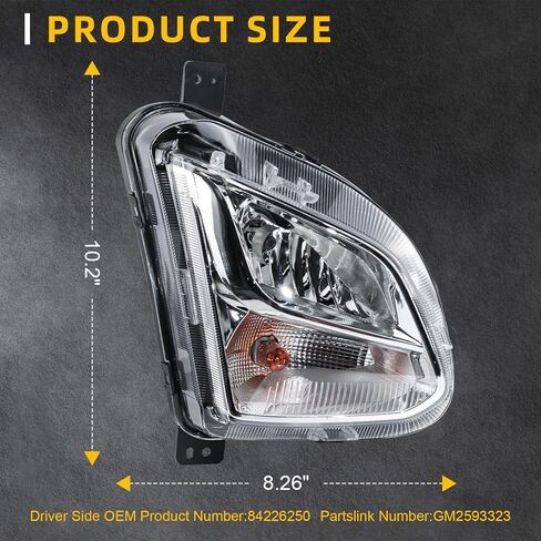 Road Hawk Front Fog Light Compatible with 2018 2019 2020 2021 Chevy Equinox Fog Lamp Halogen with Bulbs Right Passenger Side Replace GM2592323 84226249 in Kuwait