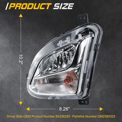 Road Hawk Front Fog Light Compatible with 2018 2019 2020 2021 Chevy Equinox Fog Lamp Halogen with Bulbs Right Passenger Side Replace GM2592323 84226249 in Kuwait