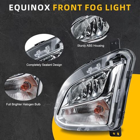 Road Hawk Front Fog Light Compatible with 2018 2019 2020 2021 Chevy Equinox Fog Lamp Halogen with Bulbs Right Passenger Side Replace GM2592323 84226249 in Kuwait