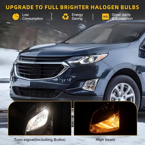 Road Hawk Front Fog Light Compatible with 2018 2019 2020 2021 Chevy Equinox Fog Lamp Halogen with Bulbs Right Passenger Side Replace GM2592323 84226249 in Kuwait