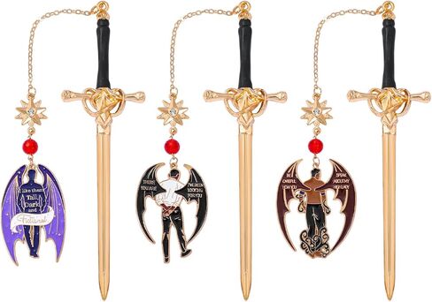 Acotar Bat Boys Sword Bookmarks Fantasy Night Court Metal Bookmarks Fantasy Fiction Fan Book Accessories قراءة علامات Bookish Gifts Halloween Gifts (Acotar Bookmark 3PCS) in Kuwait