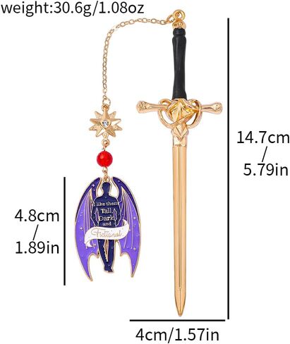 Acotar Bat Boys Sword Bookmarks Fantasy Night Court Metal Bookmarks Fantasy Fiction Fan Book Accessories قراءة علامات Bookish Gifts Halloween Gifts (Acotar Bookmark 3PCS) in Kuwait
