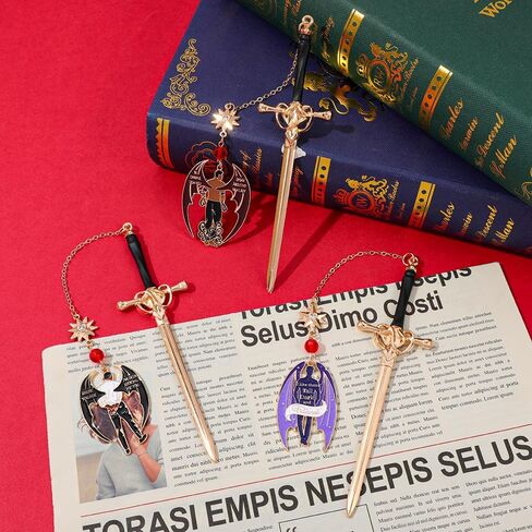 Acotar Bat Boys Sword Bookmarks Fantasy Night Court Metal Bookmarks Fantasy Fiction Fan Book Accessories قراءة علامات Bookish Gifts Halloween Gifts (Acotar Bookmark 3PCS) in Kuwait