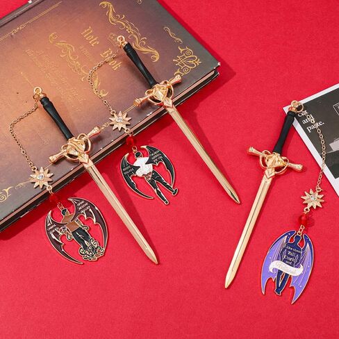 Acotar Bat Boys Sword Bookmarks Fantasy Night Court Metal Bookmarks Fantasy Fiction Fan Book Accessories قراءة علامات Bookish Gifts Halloween Gifts (Acotar Bookmark 3PCS) in Kuwait