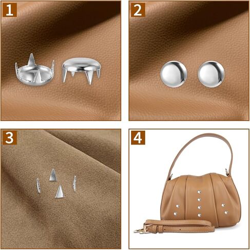 LIQWEI 500 Pcs 10mm Round Dome Studs for Clothing, Metal Stud Clothing Spikes Silver Studs with Awl, Jacket Stud for DIY Leather Craft Fabric Clothes Denim Stylish Assorted in Saudi Arabia
