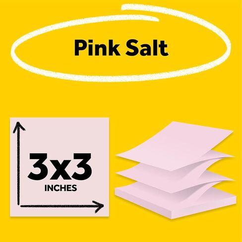 ملاحظات منبثقة فائقة الالتصاق من Post-it، مقاس 7.62 سم ​​× 7.62 سم، 6 موزعات تحتوي على 540 ورقة باستيل لاصقة بلون الملح الوردي، رائعة للمدرسة، أو المكتب، أو الفصل الدراسي، أو المنزل in Kuwait