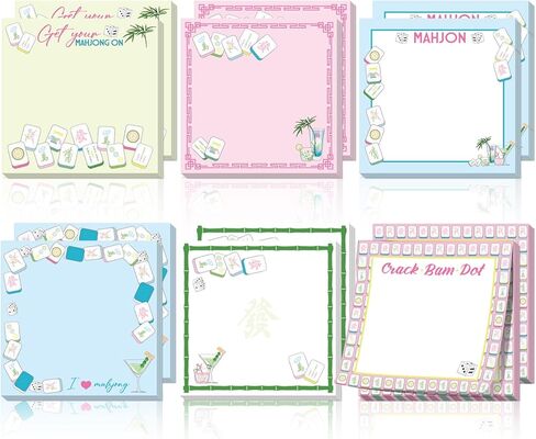 12 قطعة من وسادات ماهجونج اللاصقة مقاس 3 × 3 بوصة ملاحظات لاصقة ملونة لمحبي هدايا ماه جونغ وإكسسوارات ماهجونغ ومستلزمات تزيين حفلات أعياد الميلاد وأعياد الميلاد من ماه جونغ in Kuwait