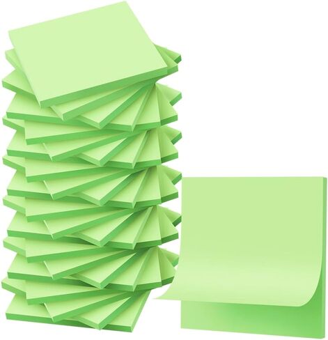 (24 Pads) Sticky Notes 3x3 inch, Self-Stick Pads Bright Colors Sticky Note, Recyclable, Easy to Post for Home, Office, Notebook (Bright Green) in Saudi Arabia