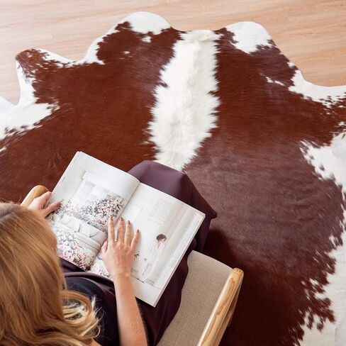 100% Genuine Brazilian Cowhide Rug - Brindle Brown - Luxury Cowskin Leather Area Rug Decor (X-Large) 7 x 6 ft in Saudi Arabia
