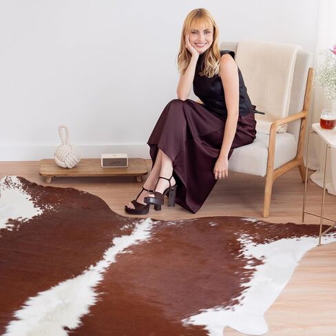 100% Genuine Brazilian Cowhide Rug - Brindle Brown - Luxury Cowskin Leather Area Rug Decor (X-Large) 7 x 6 ft in Saudi Arabia