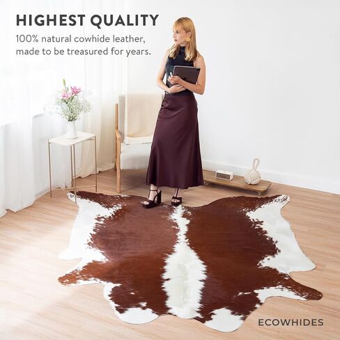 100% Genuine Brazilian Cowhide Rug - Brindle Brown - Luxury Cowskin Leather Area Rug Decor (X-Large) 7 x 6 ft in Saudi Arabia