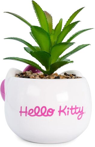 زارع صغير من السيراميك المنحوت مقاس 3 بوصات من Toynk Sanrio Cinnamoroll مع نبات عصاري صناعي | وعاء زهور لطيف، نباتات داخلية صناعية in Kuwait