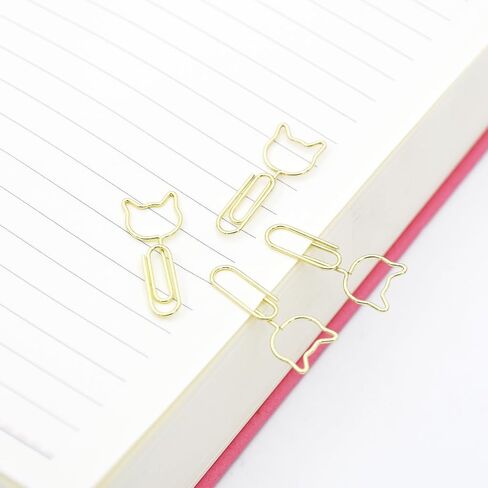 Cute Gold Paper Clip, 30Pcs Cat Shape Paper Clip Metal Funny Bookmarks Planner Clips Clamp for Home School Office Wedding Decoration in Saudi Arabia