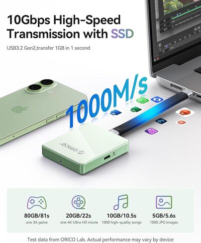 حافظة ORICO المغناطيسية M.2 NVMe 2230 SSD متوافقة مع Magsafe لهاتف iPhone 15 Pro Max ProRes، 10 جيجابت في الثانية USB C 3.2 Gen2 Type-C إلى NVMe Reader مع حافظة واقية، حبل، حتى 4 تيرابايت - AP30 أسود in Kuwait