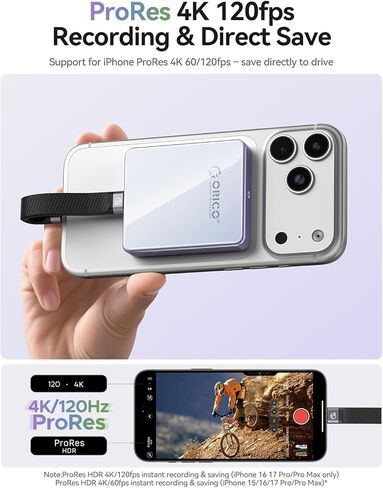 حافظة ORICO المغناطيسية M.2 NVMe 2230 SSD متوافقة مع Magsafe لهاتف iPhone 15 Pro Max ProRes، 10 جيجابت في الثانية USB C 3.2 Gen2 Type-C إلى NVMe Reader مع حافظة واقية، حبل، حتى 4 تيرابايت - AP30 أسود in Kuwait