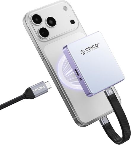 ORICO Magnetic M.2 NVMe 2230 SSD Enclosure Compatible with Magsafe for iPhone 15 Pro Max ProRes, 10Gbps USB C 3.2 Gen2 Type-C to NVMe Reader with Protective Case、Lanyard, Up to 4TB - AP30 Black in Kuwait