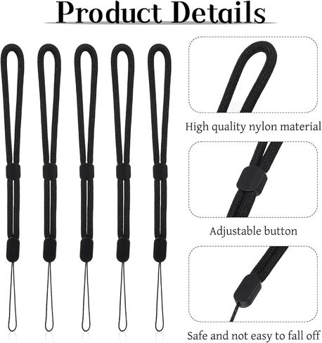 20 Pcs Wrist Strap Lanyard, 8.3 inch Hand Wrist Strap Lanyard, Adjustable Wristlet Phone Lanyards for Camera, Keys, Keychain, Phone, USB Flash Drive, Wallet, ID Name Tag Badge (Black) in Saudi Arabia