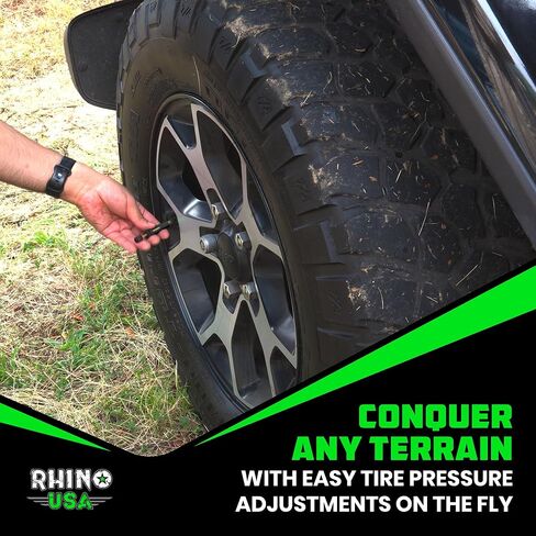 مجموعة أدوات تفريغ الإطارات القابلة للتعديل من Rhino USA (10-30 رطل لكل بوصة مربعة)، أداة أوتوماتيكية لخفض الهواء مع إيقاف تلقائي، أجهزة تفريغ الإطارات للطرق الوعرة وملحقات الرمال لسيارات الجيب والشاحنات وسيارات الدفع الرباعي و4x4، 4 عبوات باللون الأخضر in Saudi Arabia