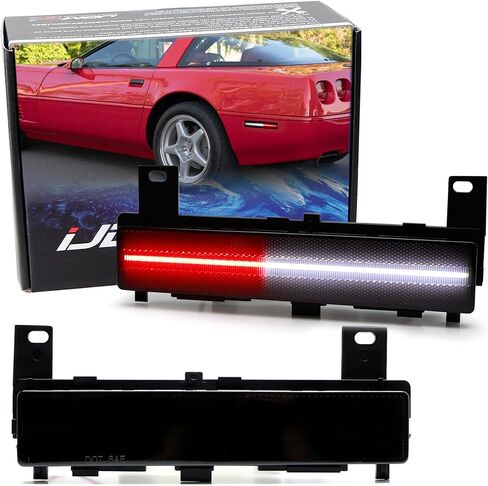 iJDMTOY Black-Out Smoked Lens White/Red Full LED Position/Side Marker Light Kit Compatible with Chevrolet 1988-1996 C4 Corvette, Replace OEM Rear Dual-Color Glass Sidemarkers in Saudi Arabia