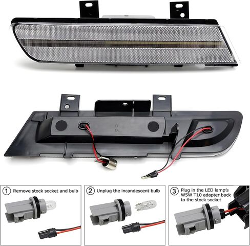 iJDMTOY Black-Out Smoked Lens White/Red Full LED Position/Side Marker Light Kit Compatible with Chevrolet 1988-1996 C4 Corvette, Replace OEM Rear Dual-Color Glass Sidemarkers in Saudi Arabia