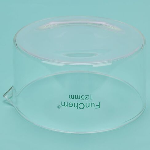 FunChem Crystallizing Dish with Spout, Borosilicate Glass Reusable Crystallizing Dishes for Crystallization and Evaporation, O.D. 125 mm, 500 ml, Laboratory and Kitchen Use in Kuwait
