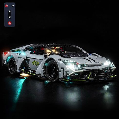 مجموعة إضاءة LED BrickBling متوافقة مع سيارة Lego Technic Lamborghini Revuelto Super Sports Car، مجموعة إضاءة متوافقة مع Lego 42214 (بدون سيارة) (إضاءة الإصدار الكلاسيكي) in Kuwait