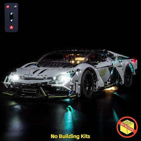 مجموعة إضاءة LED BrickBling متوافقة مع سيارة Lego Technic Lamborghini Revuelto Super Sports Car، مجموعة إضاءة متوافقة مع Lego 42214 (بدون سيارة) (إضاءة الإصدار الكلاسيكي) in Kuwait