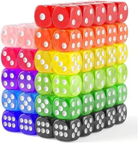 36 Pack 14MM 6 Sided Dice Office Products Set Furniture Translucent Colors Random in Saudi Arabia