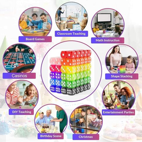 36 Pack 14MM 6 Sided Dice Office Products Set Furniture Translucent Colors Random in Saudi Arabia
