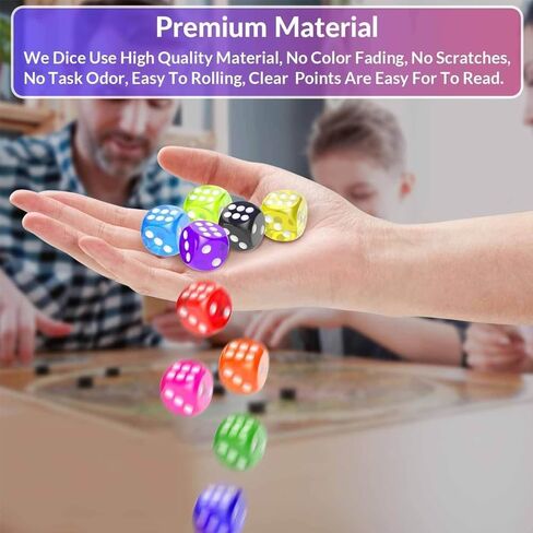 36 Pack 14MM 6 Sided Dice Office Products Set Furniture Translucent Colors Random in Saudi Arabia