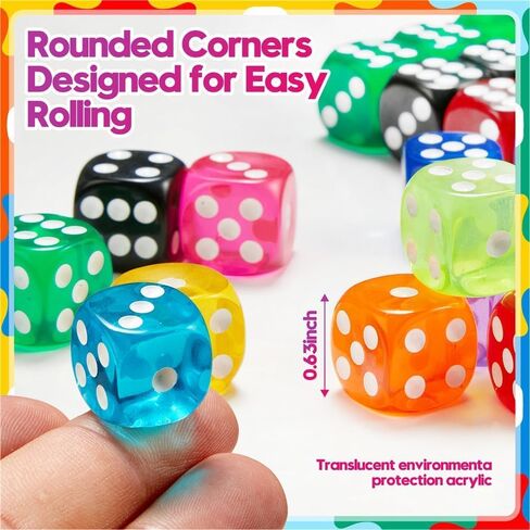 36 Pack 14MM 6 Sided Dice Office Products Set Furniture Translucent Colors Random in Saudi Arabia