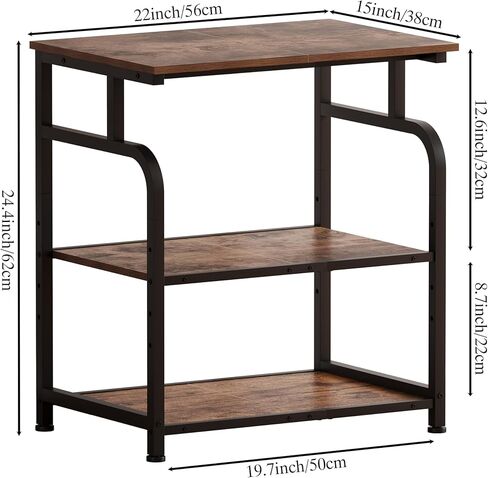 Large Printer Stand with Adjustable Shelf, 3-Tier Rolling Printer Cart with Wheels, Heavy-Duty Wood Printer Table for Home Office, Heat Press and Laser (Rustic Brown) in Saudi Arabia