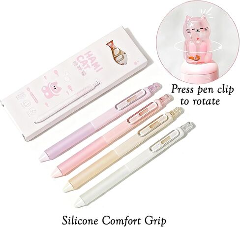 8 Pcs Cute Cat Gel Pens Retractable Kawaii Kitty Pens Shiny Aesthetic Rollerball Pens 0.5mm Black Ink for Cat Lovers Women School Office Supplies in Saudi Arabia