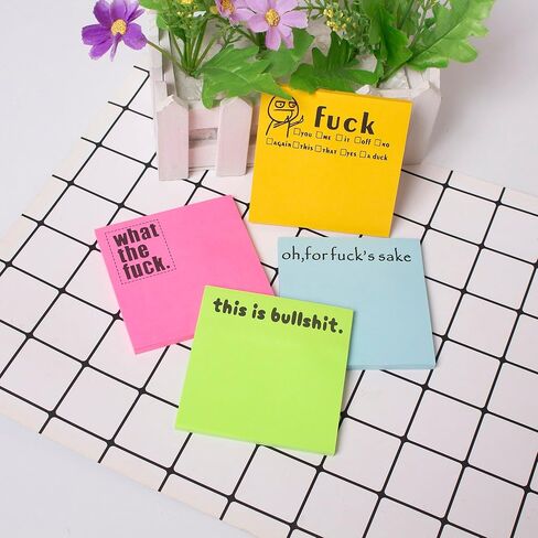 Fresh Outta Fucks Pad and Pen Funny Sticky Notes and Pen Set White Elephant Gift Novelty Pen Funny Desk Accessory Fun Gifts for Friends (Black) in Saudi Arabia