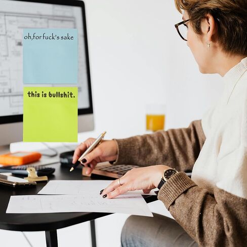 Fresh Outta Fucks Pad and Pen Funny Sticky Notes and Pen Set White Elephant Gift Novelty Pen Funny Desk Accessory Fun Gifts for Friends (Black) in Saudi Arabia